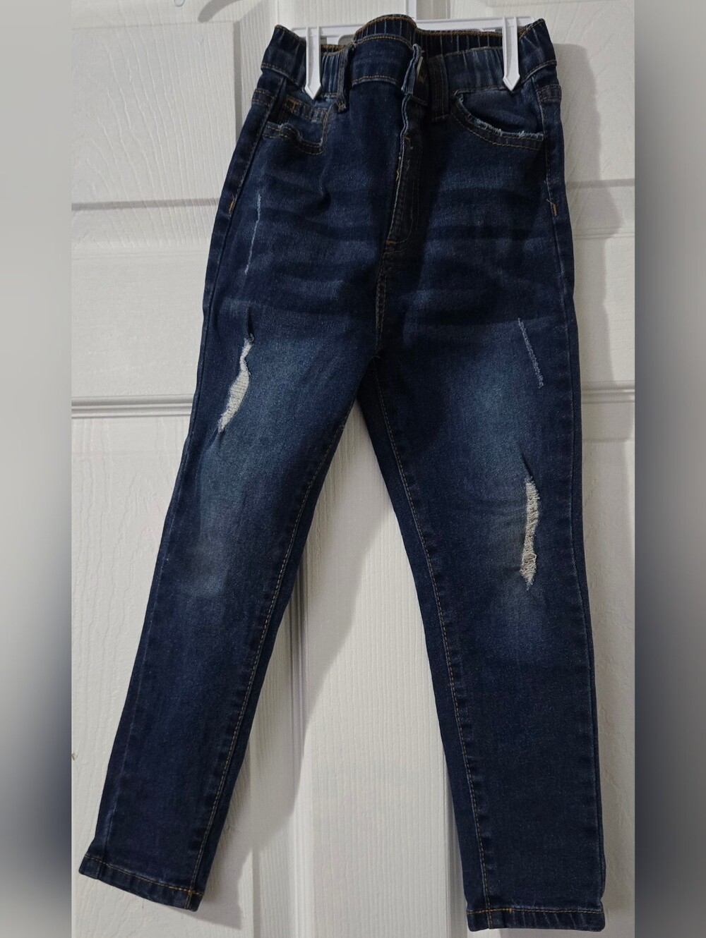 Dark Blue Distressed Kids Jeans